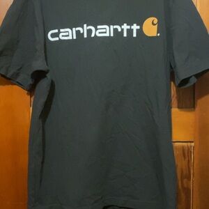 Carhartt Heavyweight Loose Fit Black Tee with Orange Logo